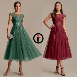 Elegantne-tea-length-haljine-sa-listićima-i-tilom