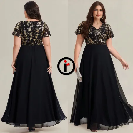 elegantne-svecane-plus-size-haljine-sa-zlatnim-detaljima